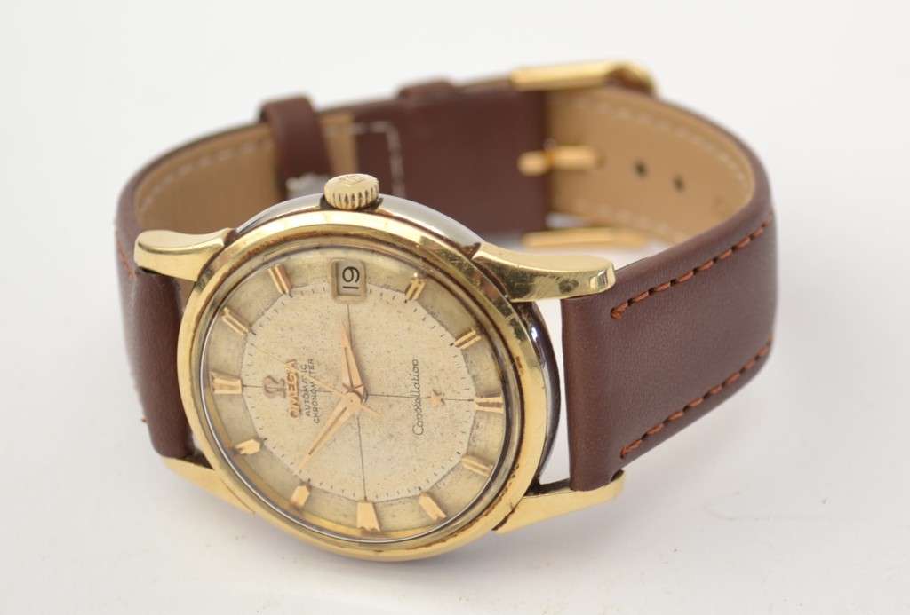1960`s Omega Constellation Automatic Men`s watch Pie Pan 14k Gold & Stainless Steel as per photo