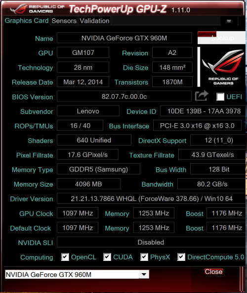 Lenovo Y50-70 Gaming Intel Core i7 4720HQ 2.6GHZ 4GB GTX960M 16GB DDR3 RAM 1TB SSHD 4K UHD DISPLAY