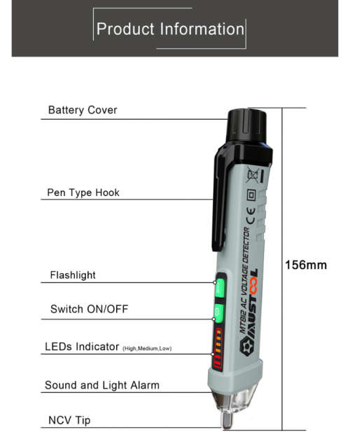 MUSTOOL MT812 Non-contact Volatge Tester Pen
