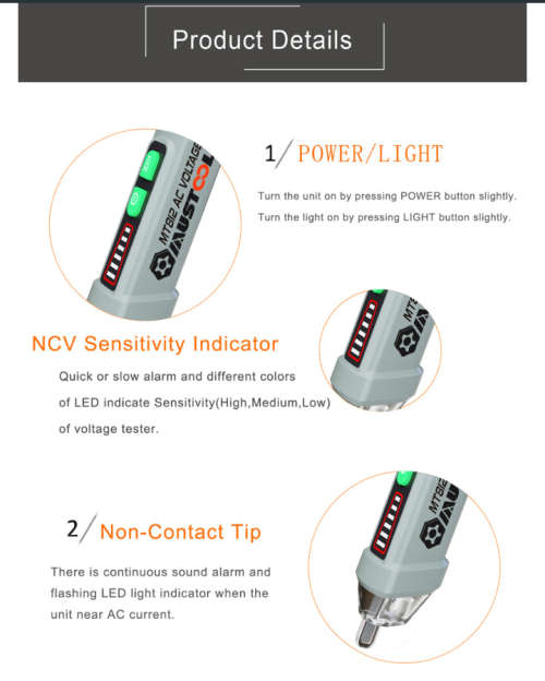 MUSTOOL MT812 Non-contact Volatge Tester Pen
