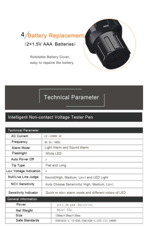 MUSTOOL MT812 Non-contact Volatge Tester Pen