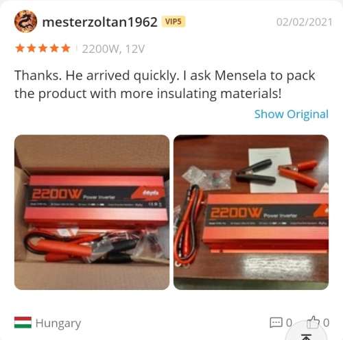 PureSine Wave 12V 2200W Inverter