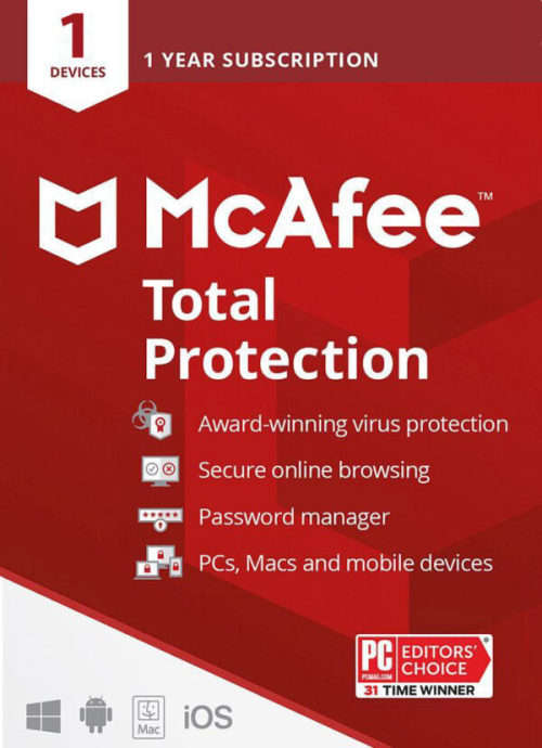 McAfee Total Protection (2023) 1 Device 1 Year McAfee Key GLOBAL