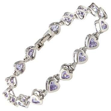 **STUNNING HEART CUT TANZANITE TENNIS BRACELET  SET IN  WHITE GOLD**