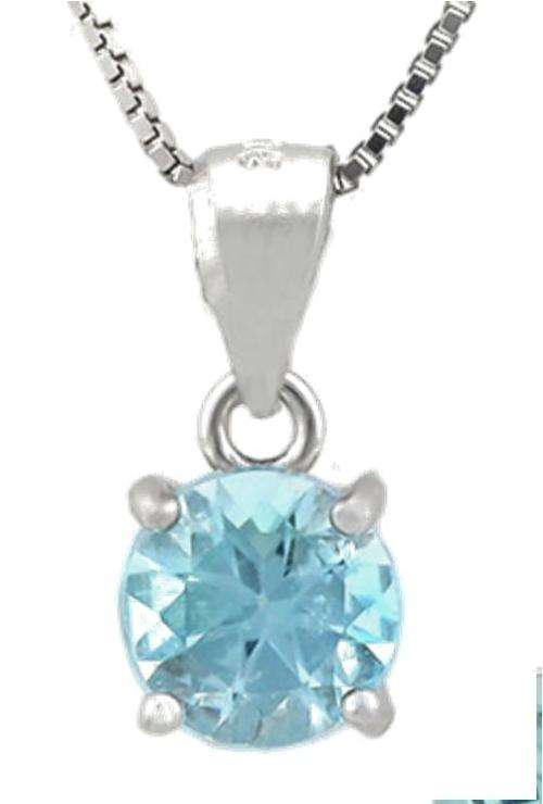 **STUNNING 1,0 CARAT ROUND CUT GENUINE SWISS BLUE TOPAZ SOLID SILVER PENDANT **