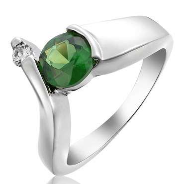 **GORGEOUS ROUND CUT WHITE GOLD EMERALD RING**