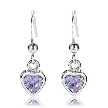 **GORGEOUS HEART CUT TANZANITE EARRINGS SET IN WHITE GOLD**