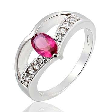 **STUNNING WHITE GOLD OVAL CUT RUBY RING**