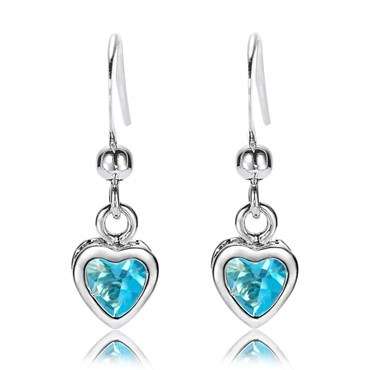 **GORGEOUS HEART CUT AQUAMARINE EARRINGS SET IN WHITE GOLD**