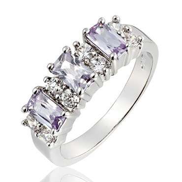 **STUNNING WHITE GOLD EMERALD CUT TANZANITE RING**