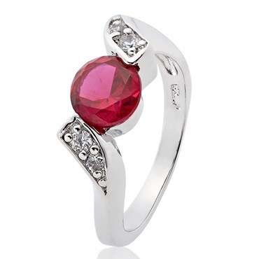 **GORGEOUS ROUND CUT WHITE GOLD RUBY RING**