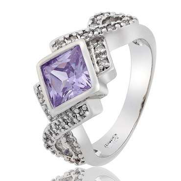 **STUNNING WHITE GOLD PRINCESS TANZANITE RING**