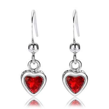 **GORGEOUS HEART CUT RED RUBY EARRINGS SET IN WHITE GOLD**