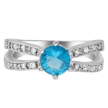 **STUNNING WHITE GOLD ROUND CUT AQUAMARINE RING**