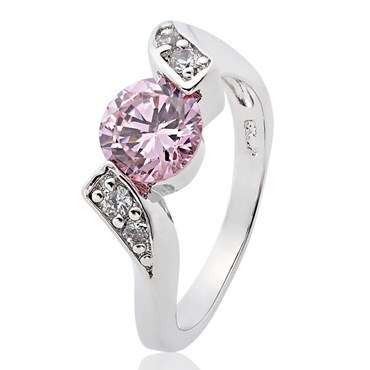 **GORGEOUS ROUND CUT WHITE GOLD PINK SAPPHIRE RING**
