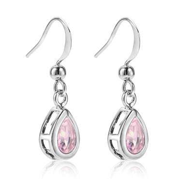 **GORGEOUS PEAR CUT PINK SAPPHIRE EARRINGS SET IN  WHITE GOLD**