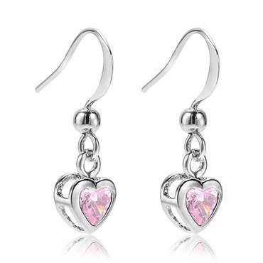 **GORGEOUS HEART CUT PINK SAPPHIRE EARRINGS SET IN WHITE GOLD**