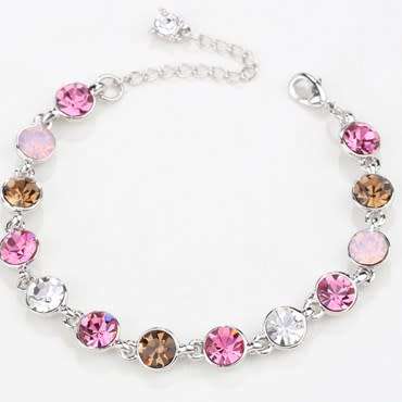 **BEAUTIFUL WHITE GOLD ROUND CUT PINK SAPPHIRE BRACELET**