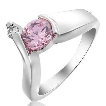 **GORGEOUS ROUND CUT WHITE GOLD PINK SAPPHIRE RING**