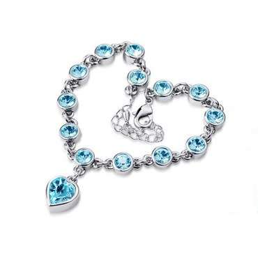 **BEAUTIFUL WHITE GOLD ROUND CUT AQUAMARINE  BRACELET**