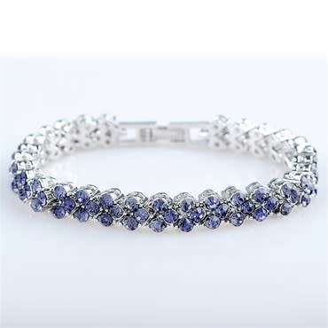**STUNNING WHITE GOLD ROUND CUT AMETHYST ETERNITY TENNIS BRACELET**
