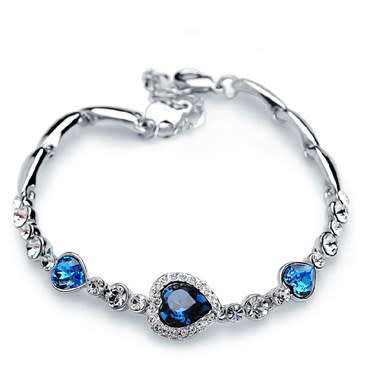 **BEAUTIFUL WHITE GOLD HEART CUT SAPPHIRE  BRACELET**