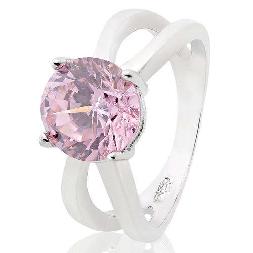 **STUNNING ROUND CUT PINK SAPPHIRE SOLITIARE RING SET IN 18CT WHITE GOLD**