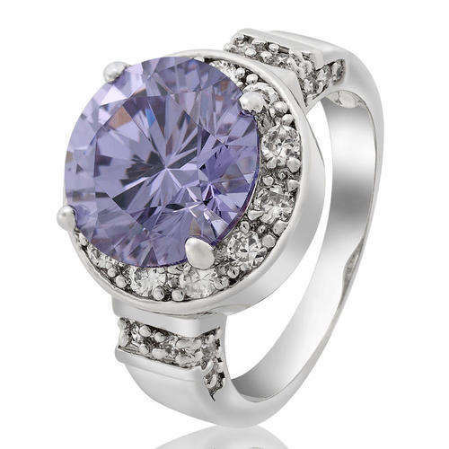 **DESIGNER WHITE GOLD ROUND CUT TANZANITE COCKTAIL RING**