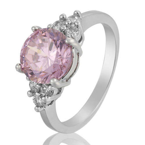 **CLASSIC WHITE GOLD ROUND CUT PINK SAPPHIRE SOLITAIRE RING**