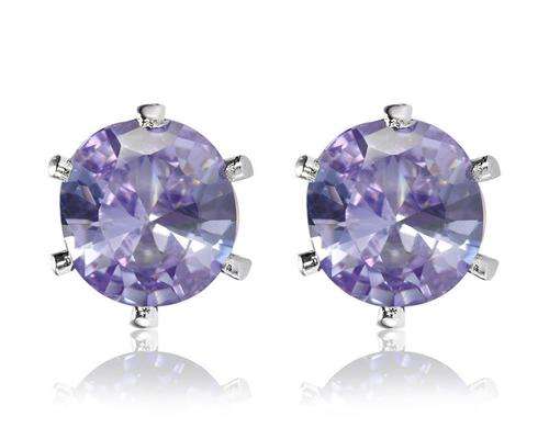 **GORGEOUS WHITE GOLD ROUND CUT TANZANITE STUD EARRINGS **