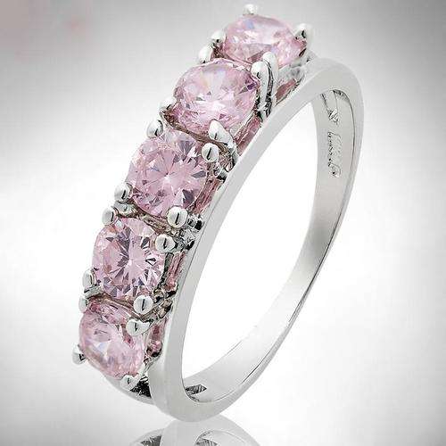 **DESIGNER WHITE GOLD ROUND CUT PINK SAPPHIRE ETERNITY RING**
