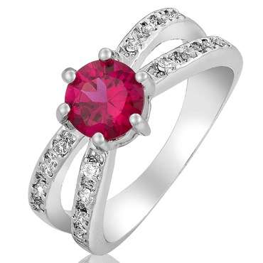 **CLASSIC WHITE GOLD ROUND CUT RUBY RING**
