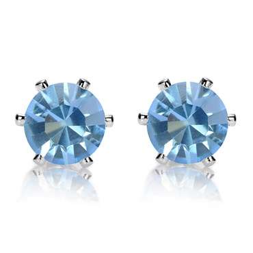 **GORGEOUS WHITE GOLD ROUND CUT  TANZANITE  STUD EARRINGS **