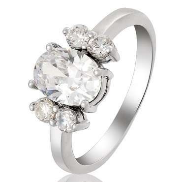 **CLASSIC WHITE GOLD OVAL CUT WHITE TOPAZ RING**