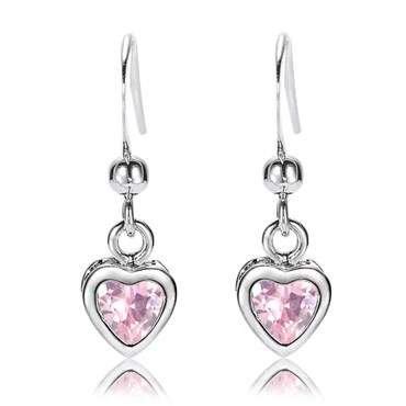 **GORGEOUS HEART CUT PINK SAPPHIRE EARRINGS SET IN WHITE GOLD**
