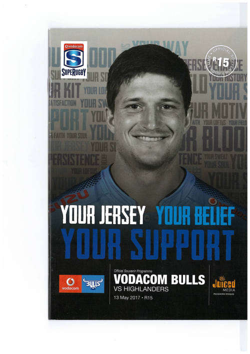 BULLS V HIGHLANDERS MATCH PROGRAMME (13 MAY 2017)