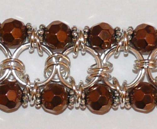 Spectacular Chained Crystal Bracelet - Copper colour