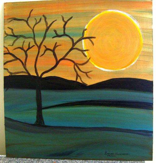 Acrylic on prepared board - size 520x550MM.