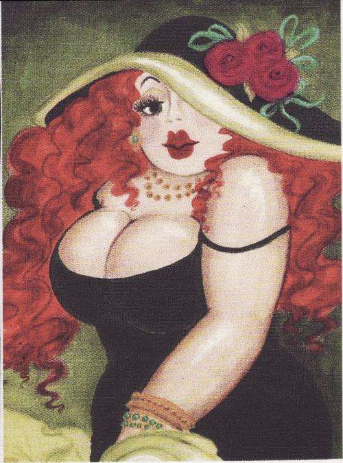 FAT LADY ON CANVAS,28X21CM