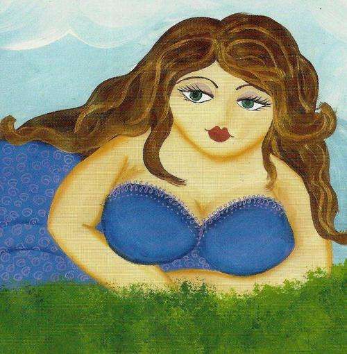 FAT LADY ON CANVAS, PRINT. SIZE  260X200MM