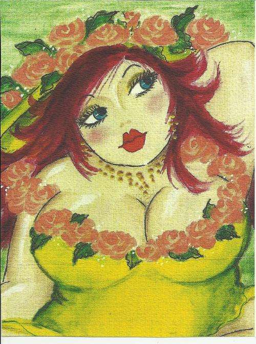 FAT LADY ON AMEDIO MIXED MEDIA PAPER, PRINT. SIZE  260x200mm