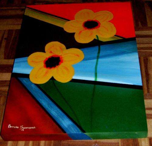 ACRYLIC ON WOODEN BOX CANVAS SIZE 420X300X30MM