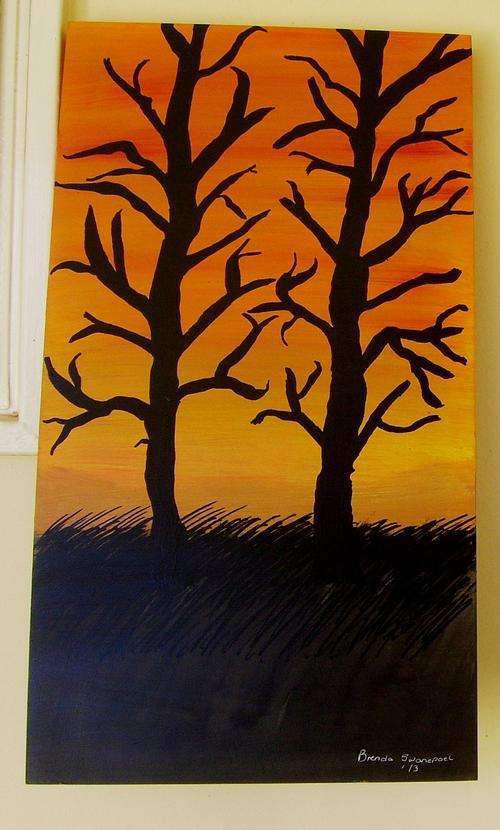 Acrylic on wooden box canvas size 600X330X30MM