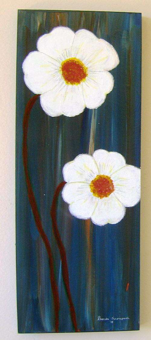 Acrylic on wooden box canvas size 600x230x30mm.