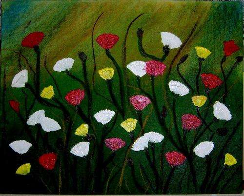 ACRYLIC AND SOFT PASTEL ON CANVAS BOARD 406X508MM, NOT FRAMED.