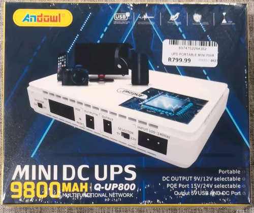 Mini DC UPS 9800mAh - Use with your Modem, Router, Fibre & Powerbank to charge your phones