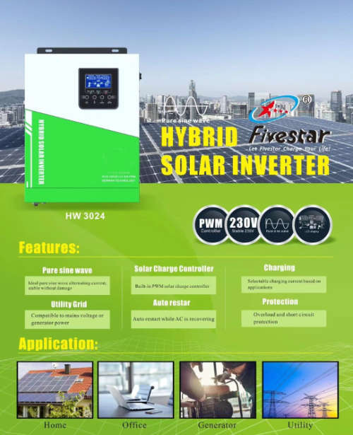 3KVA 24v Pure Sine Hybrid Solar Inverter with Built-In 60Amp PWM Solar