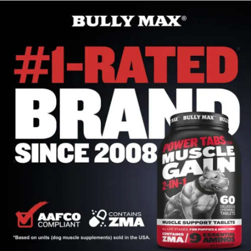 Bully Max Dog Muscle Supplement [ Power Tabs for Muscle Gain - 9 Essential Aminos]