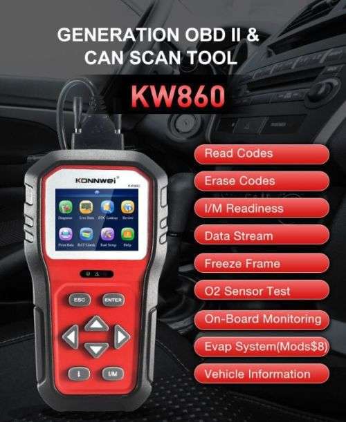Konnwei Advanced Car Diagnostic Scanner KW860 OBD2 Scanner Tool Car Engine Code Reader