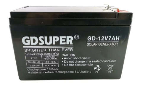 GD SUPER 12V 7Amps SOLAR Battery for UPS, Gate Motors, Garage Motors, Alarm Systems etc
